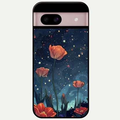  Midnight Tulip Glow Glass Case For Google Pixel 8 back cover – full design glossy printed glass finish