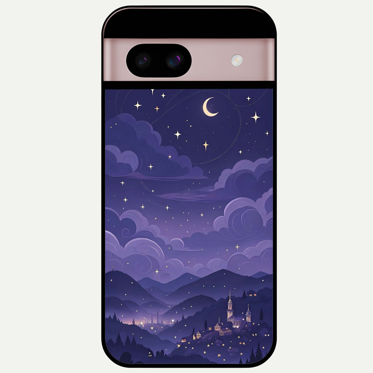  Minimal Night View Glass Case For Google Pixel 8 back cover – full design glossy printed glass finish