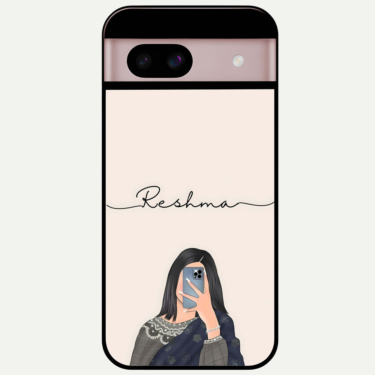  Mirror Mood Muse With Custom Name Glass Case For Google Pixel 8 back cover – full design glossy printed glass finish