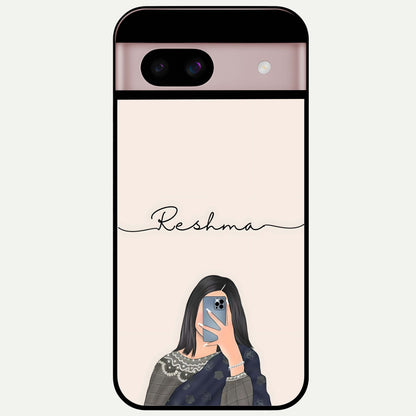  Mirror Mood Muse With Custom Name Glass Case For Google Pixel 8 back cover – full design glossy printed glass finish