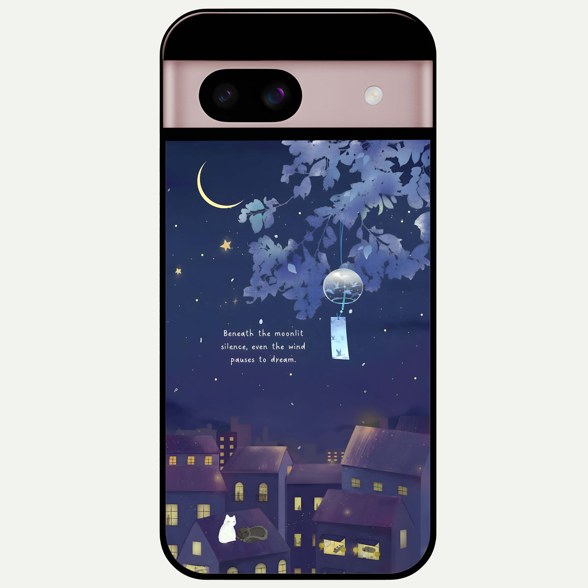  Moonlit Cat Silence Glass Case For Google Pixel 8 back cover – full design glossy printed glass finish