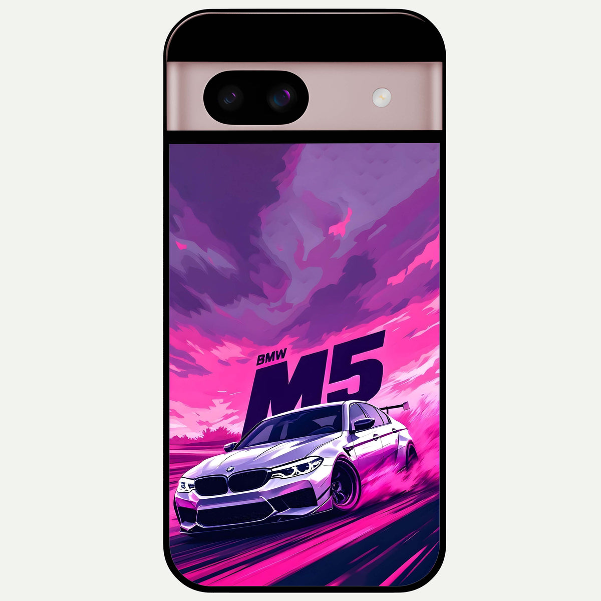  MS Neon Car Glass Case For Google Pixel 8 back cover – full design glossy printed glass finish