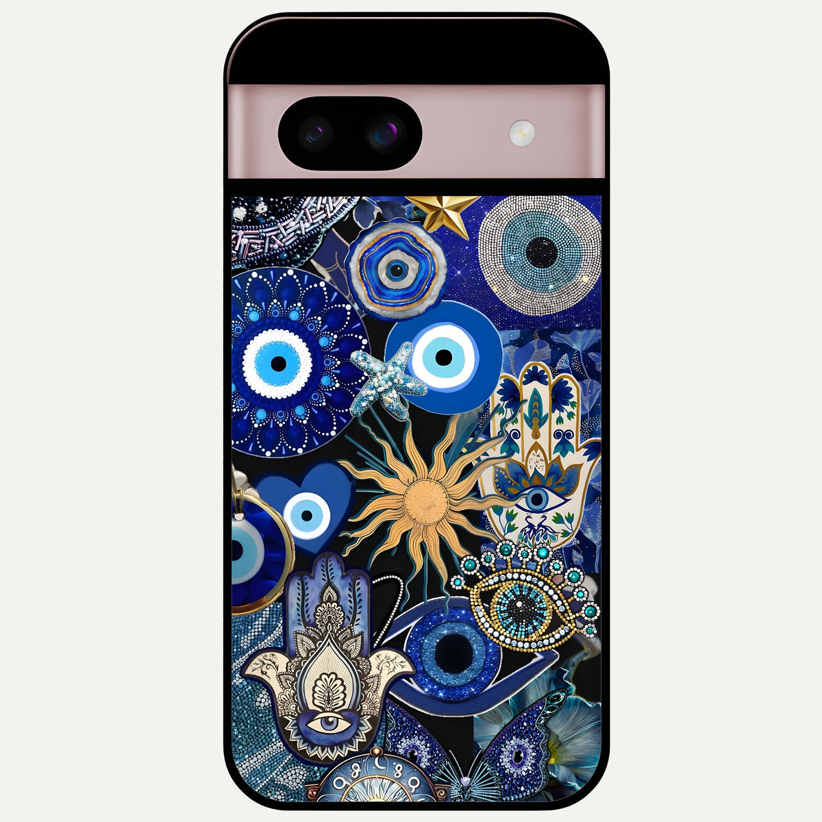  Mystic Blue Evil Eye Glass Case For Google Pixel 8 back cover – full design glossy printed glass finish