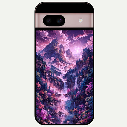  Mystic Cascade Peaks Glass Case For Google Pixel 8 back cover – full design glossy printed glass finish