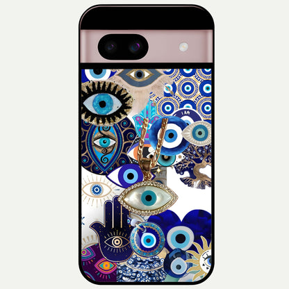  Mystic Charm Eye Glass Case For Google Pixel 8 back cover – full design glossy printed glass finish