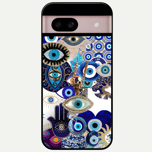  Mystic Charm Eye Glass Case For Google Pixel 8 back cover – full design glossy printed glass finish