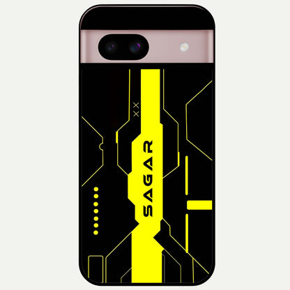 Neon CYBERPUNK Custom Name Glass Case For Google Pixel 8 back cover – full design glossy printed glass finish