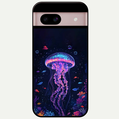  Neon Jellyfish Glass Case For Google Pixel 8 back cover – full design glossy printed glass finish