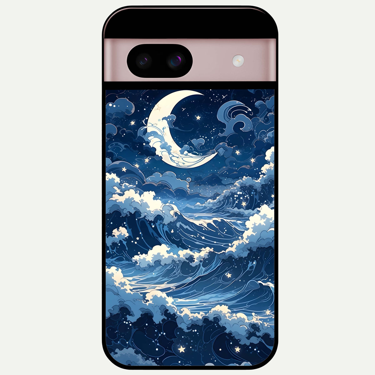  Ocean Moon Waves Glass Case For Google Pixel 8 back cover – full design glossy printed glass finish