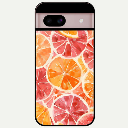  Orange Fruits Pattern Glass Case For Google Pixel 8 back cover – full design glossy printed glass finish
