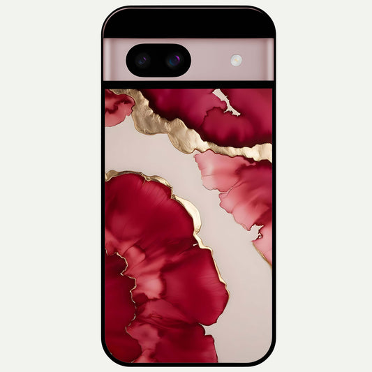  Pink And White Marble Glass Case For Google Pixel 8 back cover – full design glossy printed glass finish