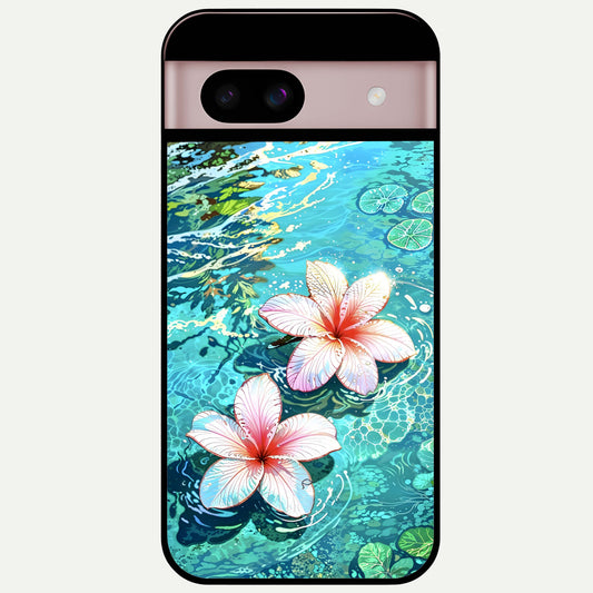  Pink Flowers in Water Glass Case For Google Pixel 8 back cover – full design glossy printed glass finish