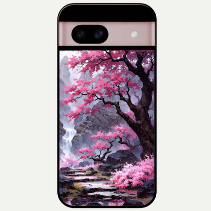  Pink Sunflower Glow Glass Case For Google Pixel 8 back cover – full design glossy printed glass finish