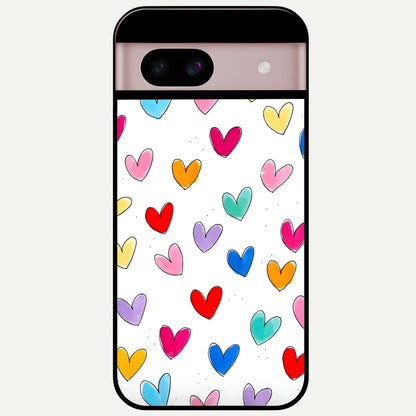  Playful Love Doodles Glass Case For Google Pixel 8 back cover – full design glossy printed glass finish