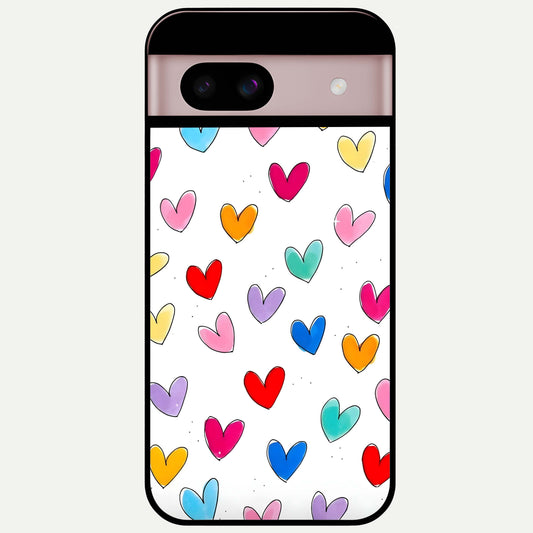  Playful Love Doodles Glass Case For Google Pixel 8 back cover – full design glossy printed glass finish