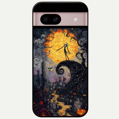  Pumpkin Moonlight Tale Glass Case For Google Pixel 8 back cover – full design glossy printed glass finish