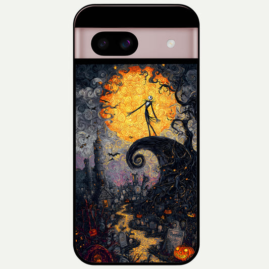  Pumpkin Moonlight Tale Glass Case For Google Pixel 8 back cover – full design glossy printed glass finish
