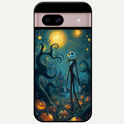  Pumpkin Moon Night Glass Case For Google Pixel 8 back cover – full design glossy printed glass finish