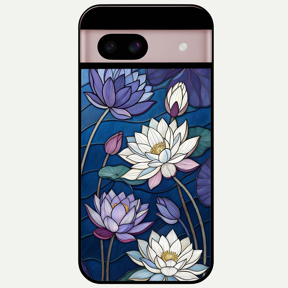  Purple Lotus Stained Glass Case For Google Pixel 8 back cover – full design glossy printed glass finish