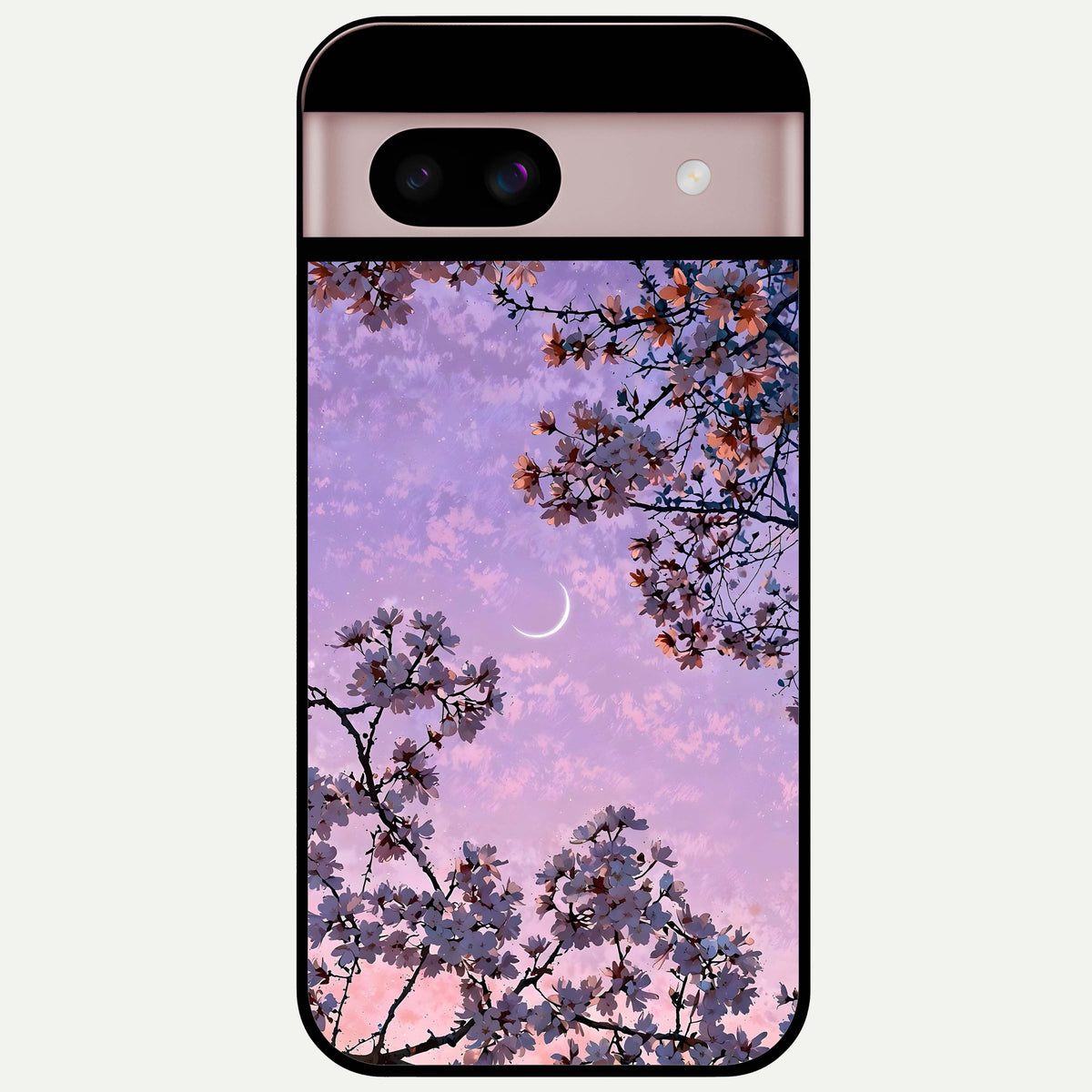  Purple Serenity Moon Glass Case For Google Pixel 8 back cover – full design glossy printed glass finish