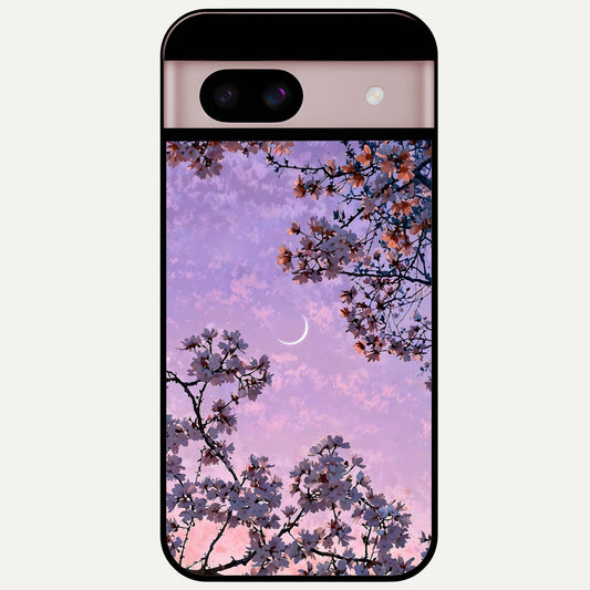  Purple Serenity Moon Glass Case For Google Pixel 8 back cover – full design glossy printed glass finish