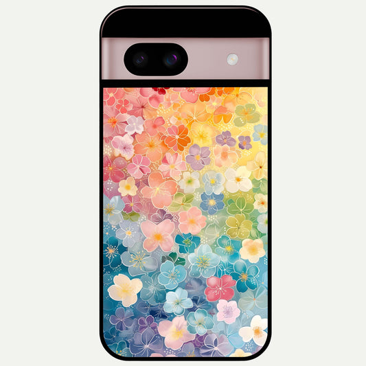  Rainbow Blossom Burst Glass Case For Google Pixel 8 back cover – full design glossy printed glass finish
