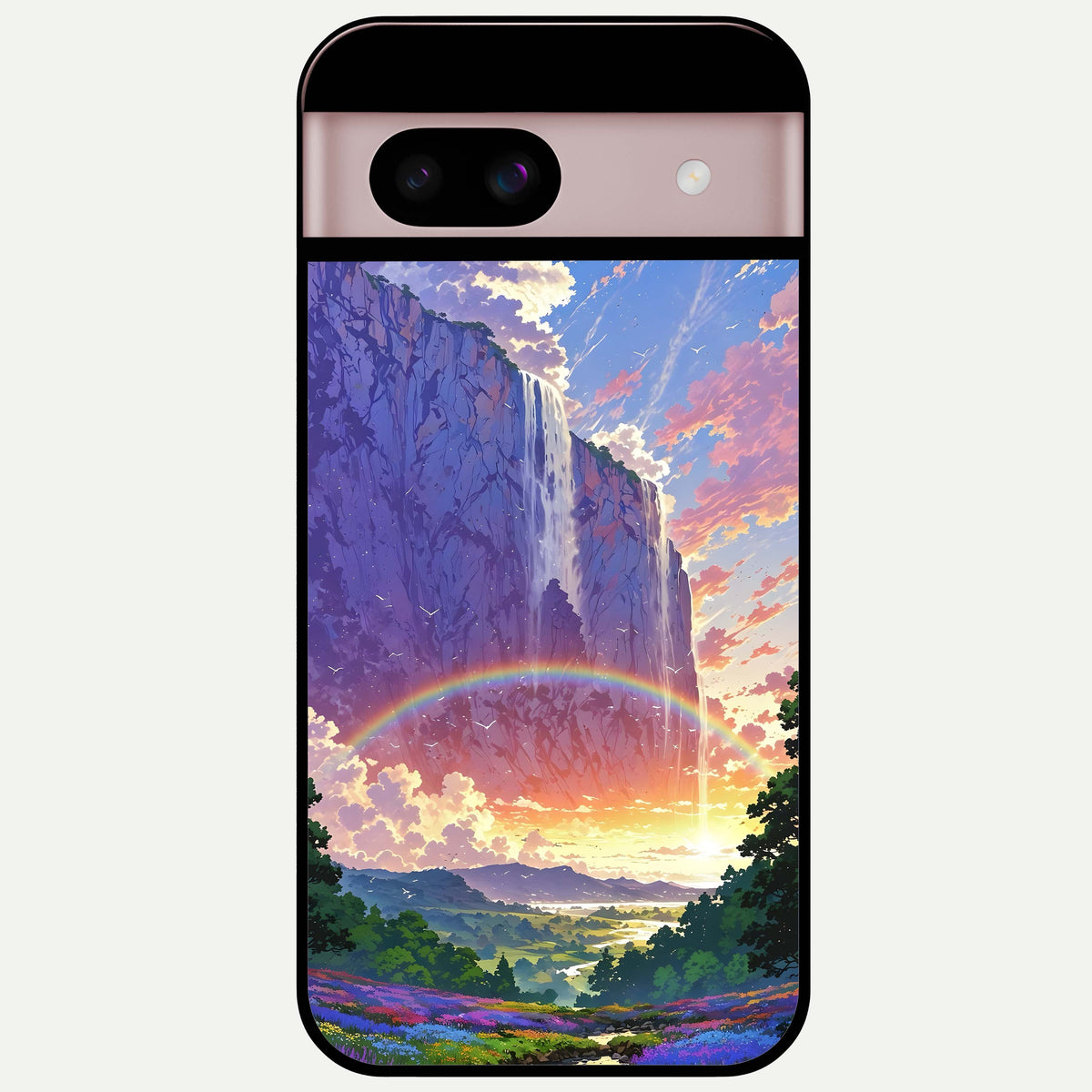  Rainbow Valley Dream Glass Case For Google Pixel 8 back cover – full design glossy printed glass finish