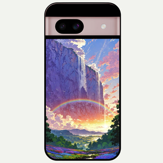  Rainbow Valley Dream Glass Case For Google Pixel 8 back cover – full design glossy printed glass finish