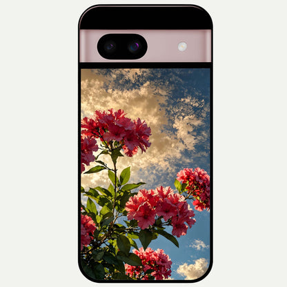  Red Bloom Skies Glass Case For Google Pixel 8 back cover – full design glossy printed glass finish