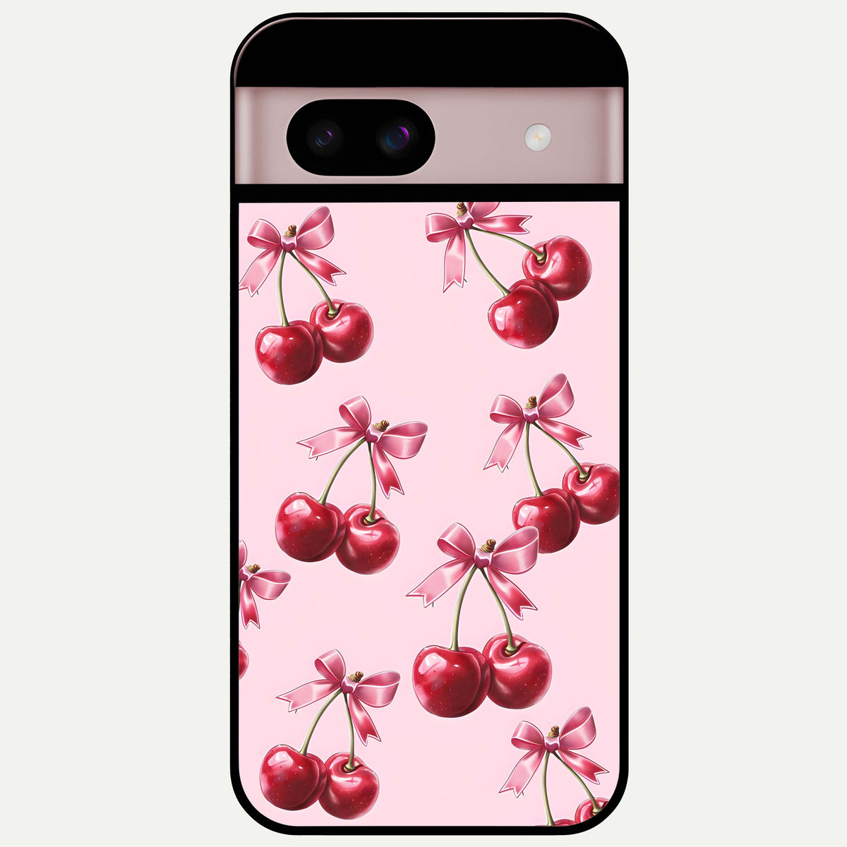  Red Cherries Pattern Glass Case For Google Pixel 8 back cover – full design glossy printed glass finish