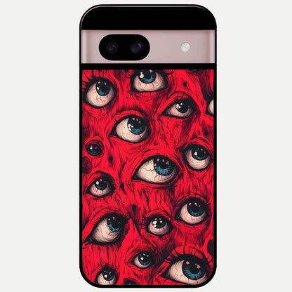  Red Eyes Pattern Glass Case For Google Pixel 8 back cover – full design glossy printed glass finish