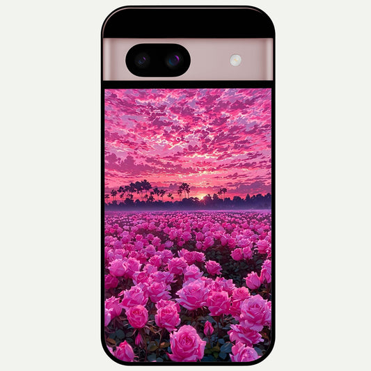  Rose Sunset Valley Glass Case For Google Pixel 8 back cover – full design glossy printed glass finish