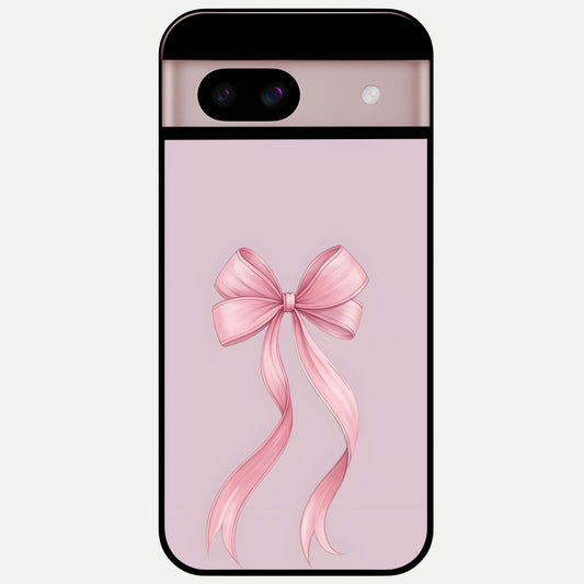  Soft Blush Bow Glass Case For Google Pixel 8 back cover – full design glossy printed glass finish