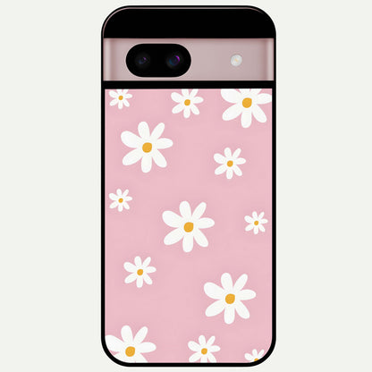  Soft Daisy Bliss Glass Case For Google Pixel 8 back cover – full design glossy printed glass finish