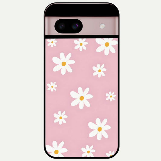  Soft Daisy Bliss Glass Case For Google Pixel 8 back cover – full design glossy printed glass finish