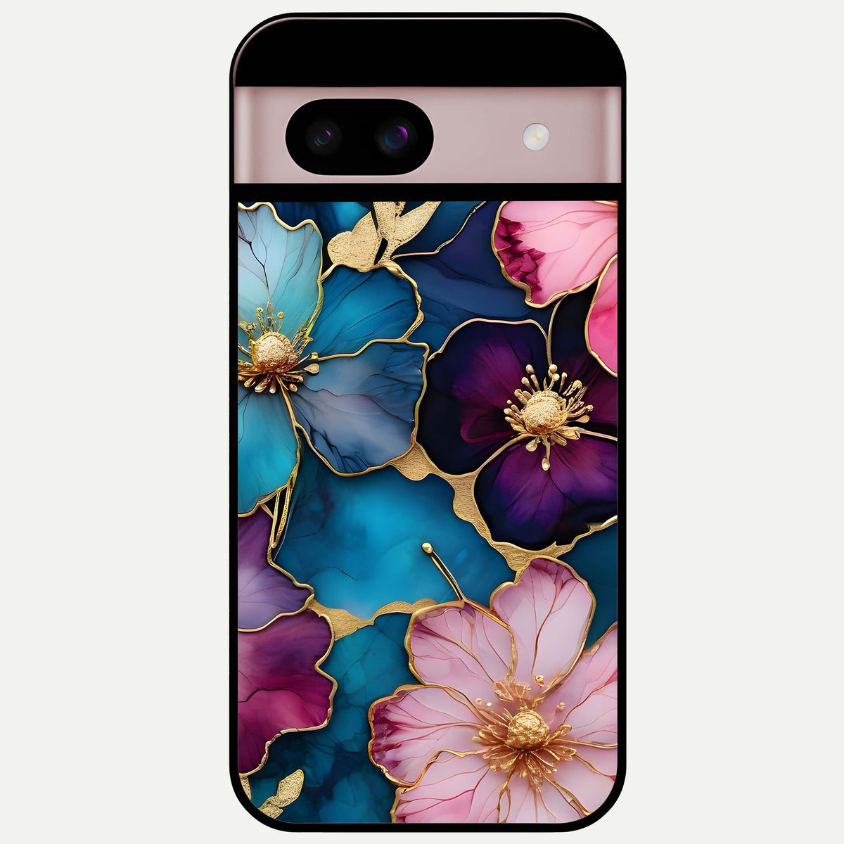  Sparkle Floral Glass Case For Google Pixel 8 back cover – full design glossy printed glass finish
