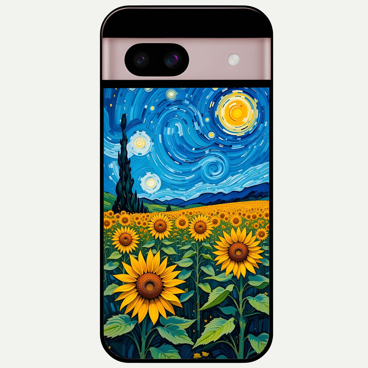  Starry Sunflower Dreams Glass Case For Google Pixel 8 back cover – full design glossy printed glass finish