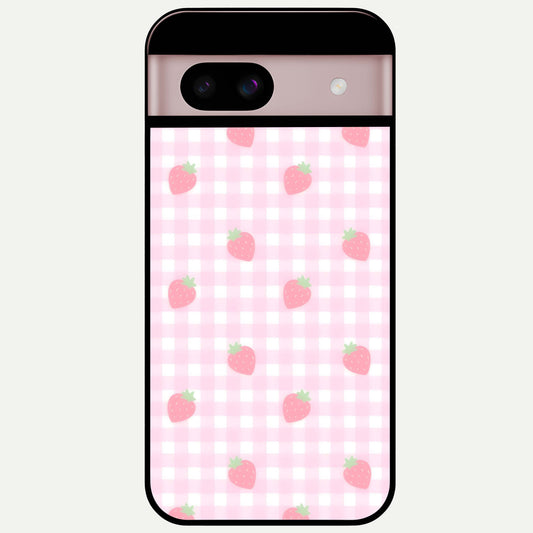  Strawberry Picnic Love Glass Case For Google Pixel 8 back cover – full design glossy printed glass finish