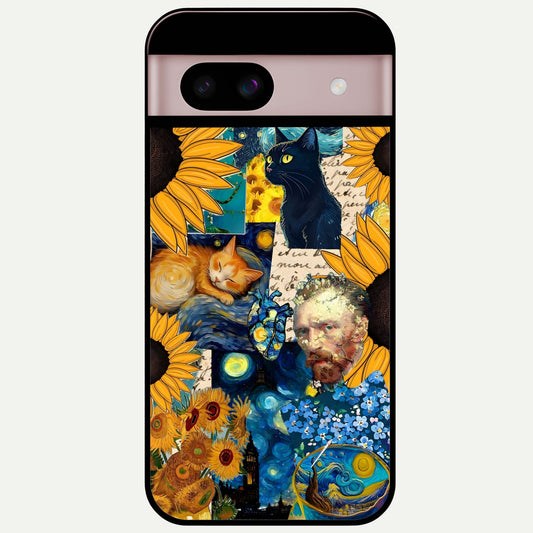  Sunflower Chic Mood Custom Name Glass Case For Google Pixel 8 back cover – full design glossy printed glass finish