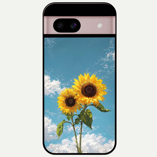  Sunlit Daisy Glow Glass Case For Google Pixel 8 back cover – full design glossy printed glass finish
