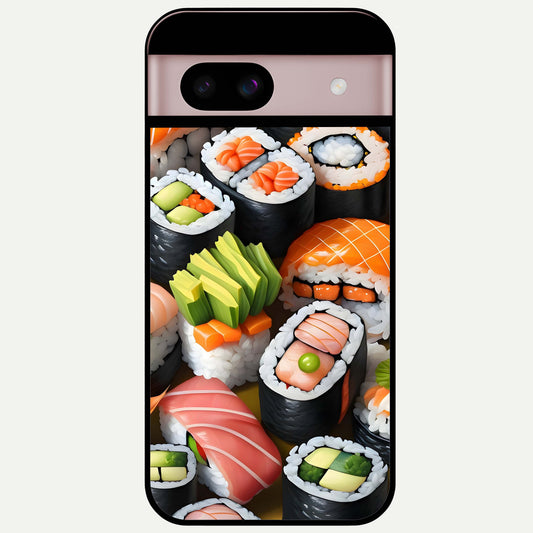  Sushi Food Pattern Glass Case For Google Pixel 8 back cover – full design glossy printed glass finish