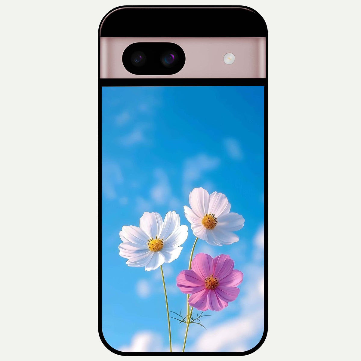  Tripple Flowers With Sky Glass Case For Google Pixel 8 back cover – full design glossy printed glass finish