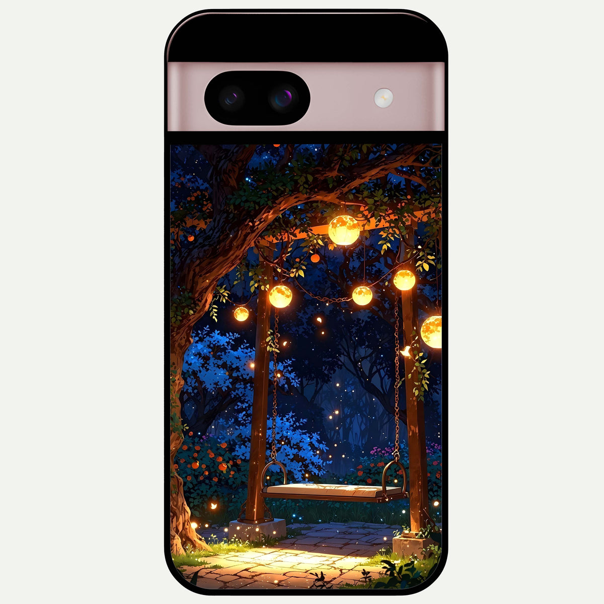  Twilight Garden Swing Glass Case For Google Pixel 8 back cover – full design glossy printed glass finish