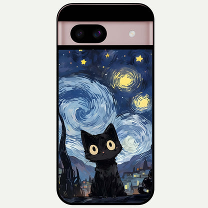  Van Gogh Cat Glass Case For Google Pixel 8 back cover – full design glossy printed glass finish