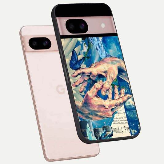  Aesthetic Divider phone case For Google Pixel 8 showing premium glass back cover with detailed artwork