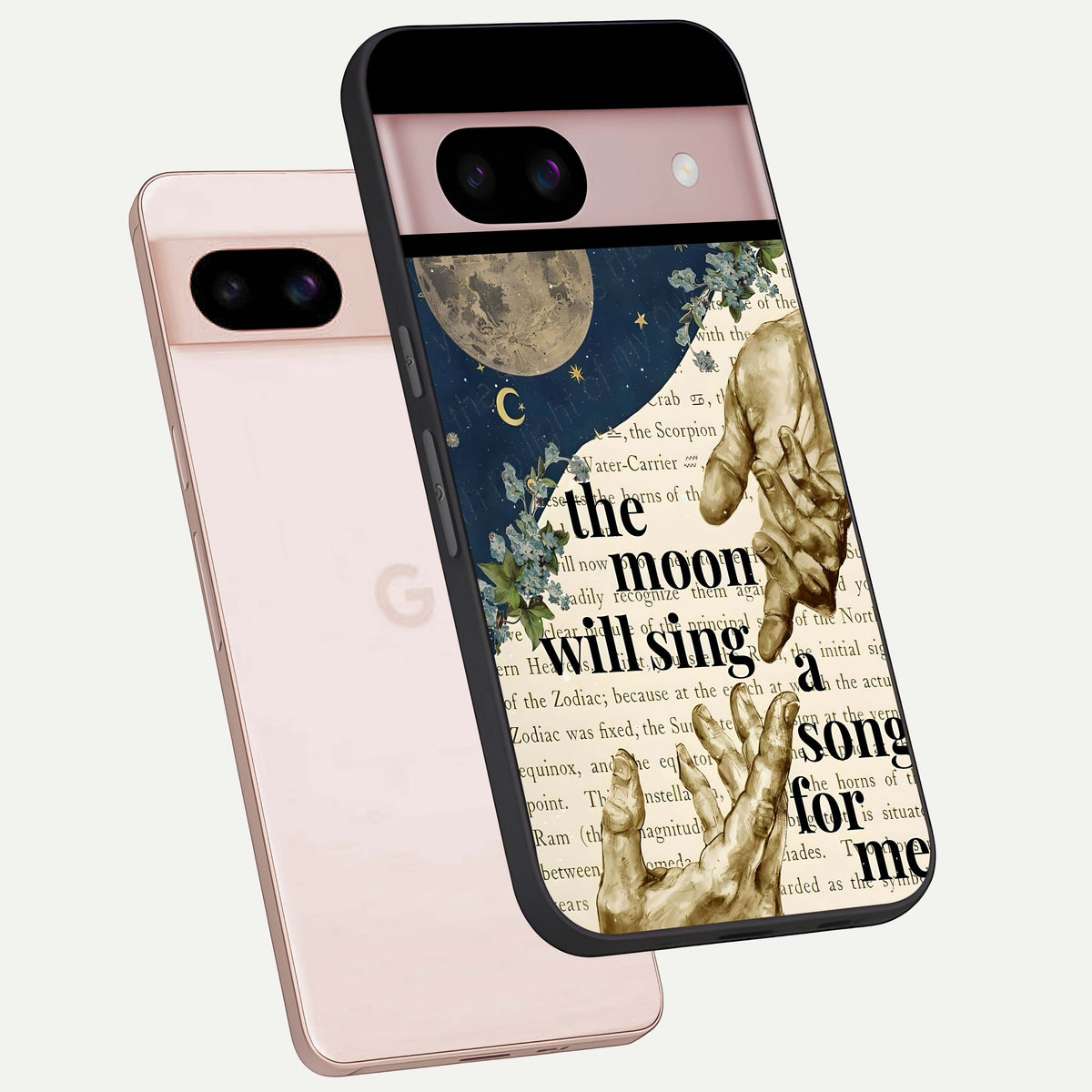  Aesthetic Divine phone case For Google Pixel 8 showing premium glass back cover with detailed artwork