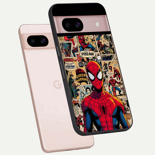  Aesthetic Spider phone case For Google Pixel 8 showing premium glass back cover with detailed artwork