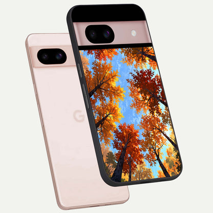  Autumn Sky Rise phone case For Google Pixel 8 showing premium glass back cover with detailed artwork