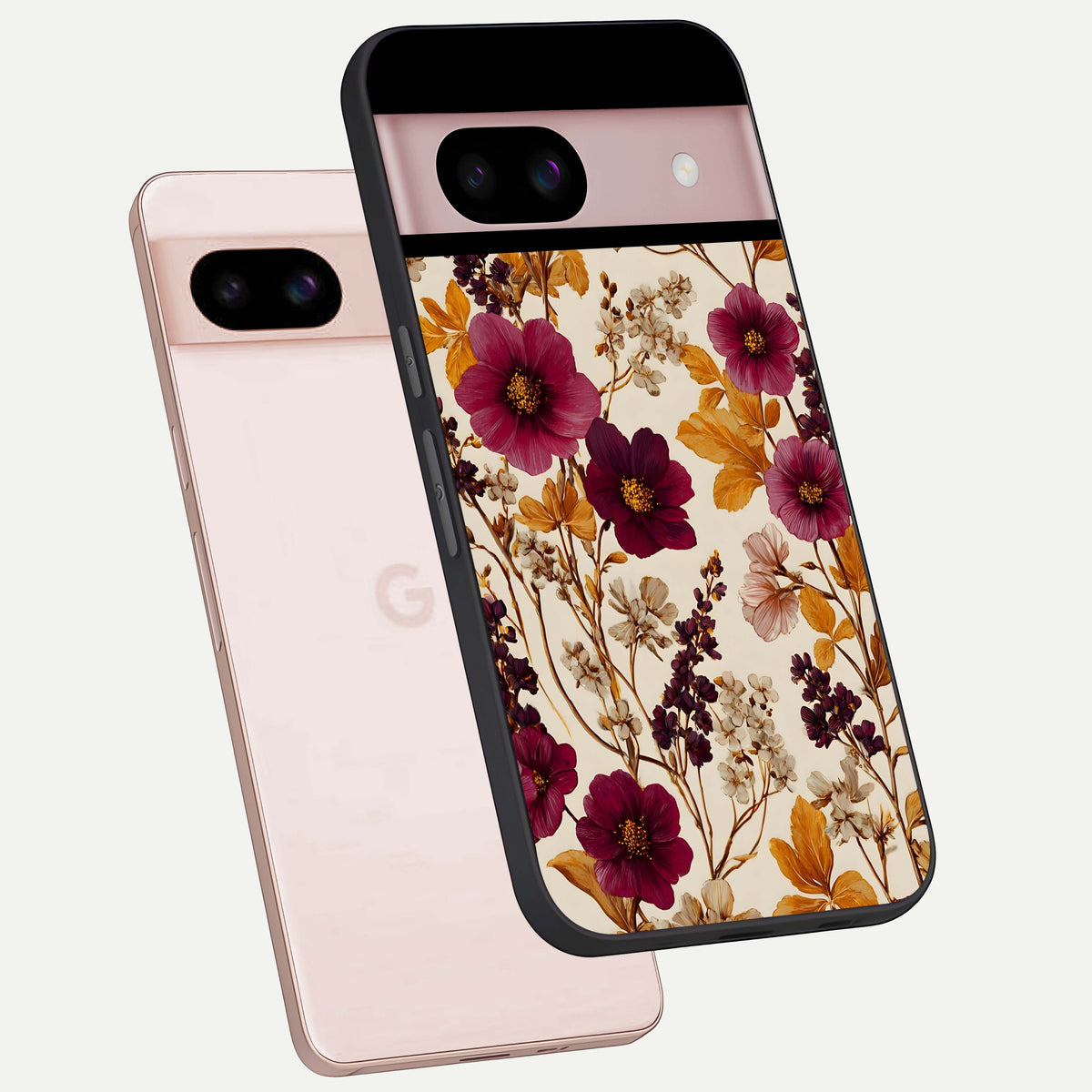  Autumn Wine Bloom phone case For Google Pixel 8 showing premium glass back cover with detailed artwork