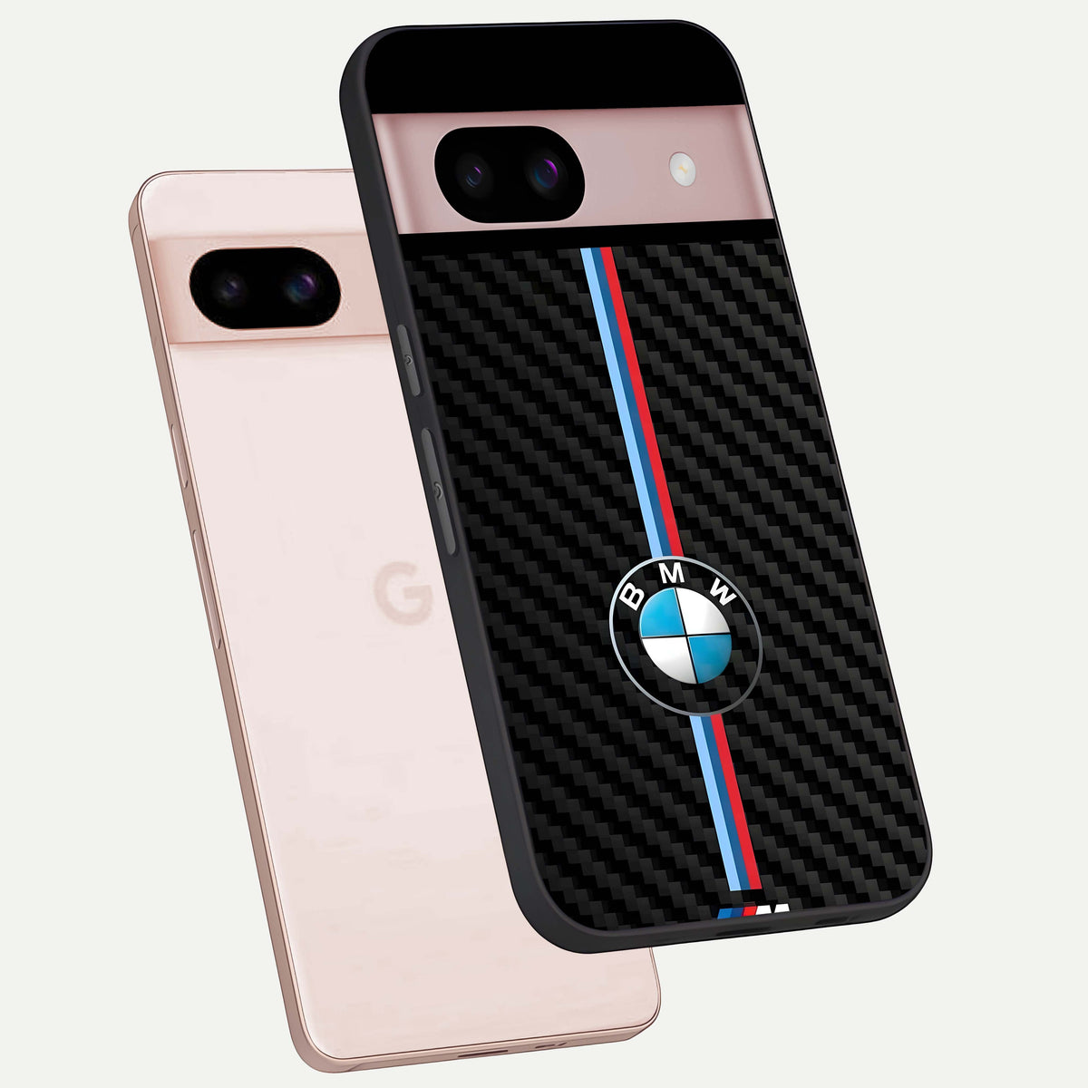  BMW Pattern phone case For Google Pixel 8 showing premium glass back cover with detailed artwork
